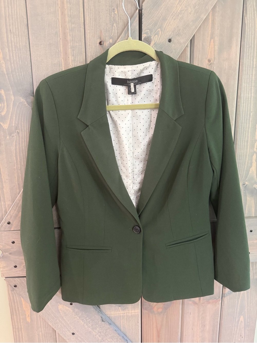 Kensie Olive Green One Button Stretch Blazer Women’s Small